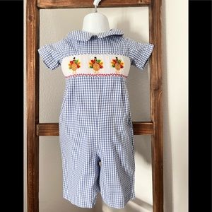 Boy smocked thanksgiving outfit